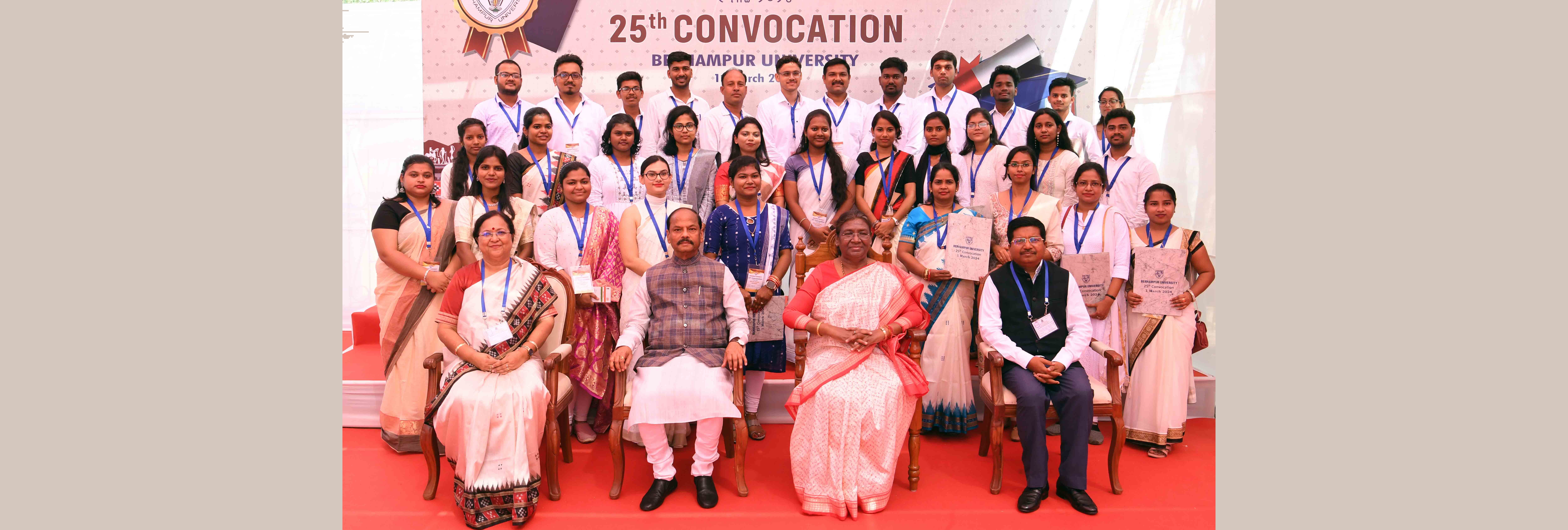 The President of India, Smt Droupadi Murmu graced and addressed the 25th convocation of Berhampur University at Bhanja Bihar, Ganjam, Odisha on March 1, 2024.