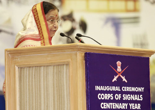 Speech by Her Excellency the President of India, Shrimati Pratibha Devisingh Patil, at the Innaugural Ceremony of the Centenary Celebrations of the Corps of Signals