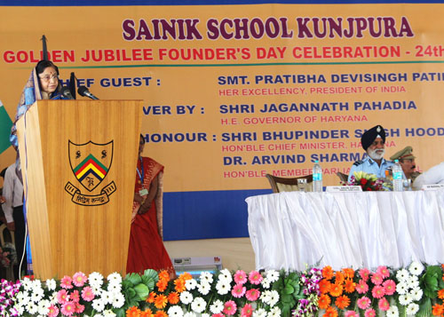 Speech by Her Excellency the President of India, Shrimati Pratibha Devisingh Patil on the Golden Jubilee Celebrations of Sainik School, Kunjpura