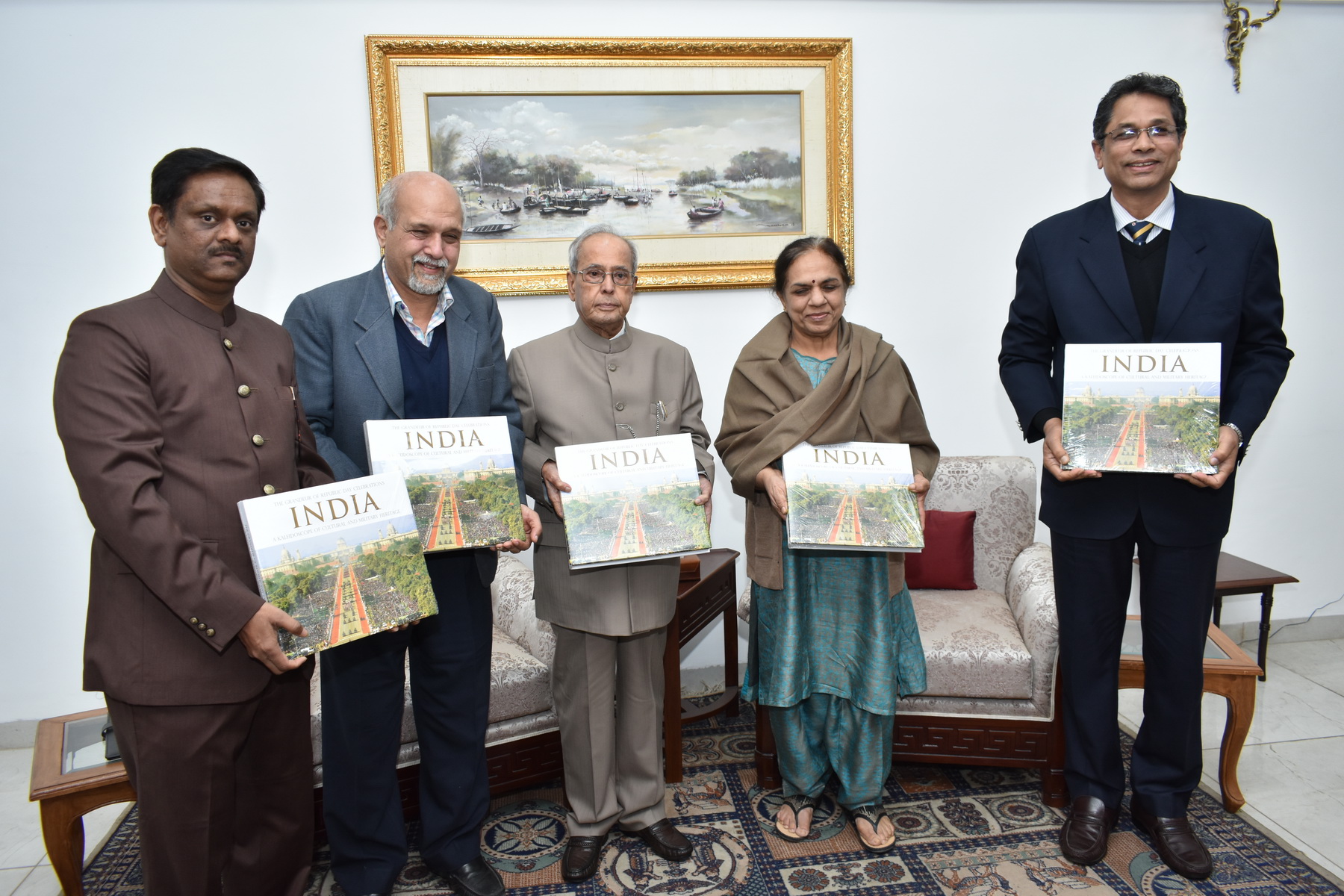 The Former President of India, Shri Pranab Mukherjee at the Book Presentation of ‘INDIA – A KALEIDOSCOPE OF CULTURAL & MILITARY HERITAGE’ at 10, Rajaji Marg, New Delhi on January 22, 2018.