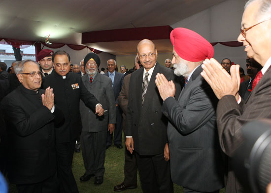 The President of India, Shri Pranab Mukherjee at the 'At Home' Reception hosted by the Commissioner of Police, Delhi on the occasion of the Raising Day of Delhi Police at New Delhi on February 17, 2013.