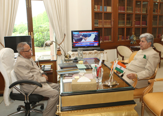 Shri Rashpal Malhotra, Executive Vice Chairman, Centre for Research in Rural & Industrial Development calling on the President of India, Shri Pranab Mukherjee at Rashtrapati Bhavan in New Delhi on August 21, 2012.