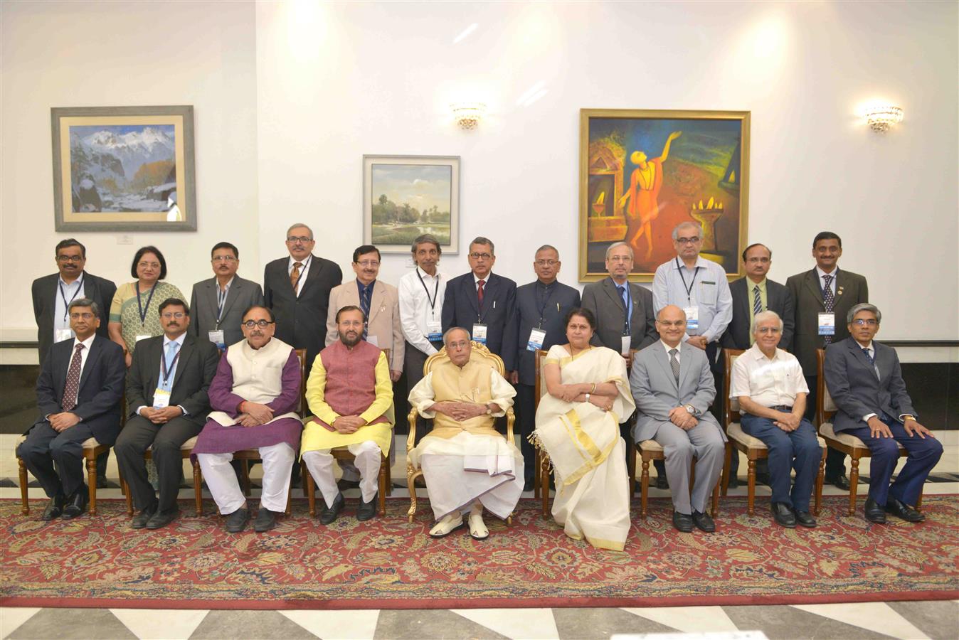 The President of India, Shri Pranab Mukherjee with awardees of India Rankings 2017 at a function releasing the India Rankings 2017 (National Institutional Ranking Framework - 2017) at Rashtrapati Bhavan Auditorium on April 10, 2017.