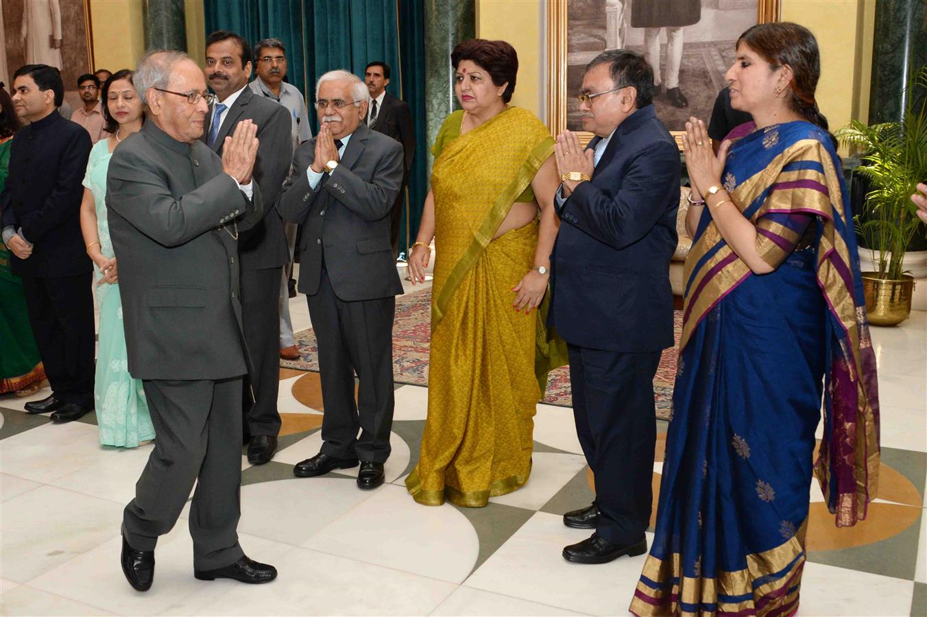 The President of India, Shri Pranab Mukherjee at the Reception on the occasion of Civil Services Day at Rashtrapati Bhavan Cultural Centre (RBCC) on April 21, 2017.