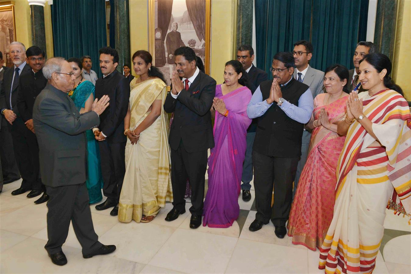 The President of India, Shri Pranab Mukherjee at the Reception on the occasion of Civil Services Day at Rashtrapati Bhavan Cultural Centre (RBCC) on April 21, 2017.