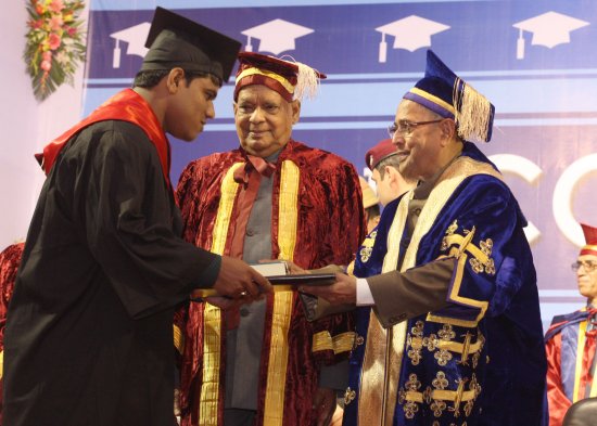 The President of India, Shri Pranab Mukherjee while presenting a degree to the student at the Convocation of Assam University at Silchar in Assam on May 14, 2013. Also seen is the Governor of Assam, Shri Janaki Ballav Patnaik.