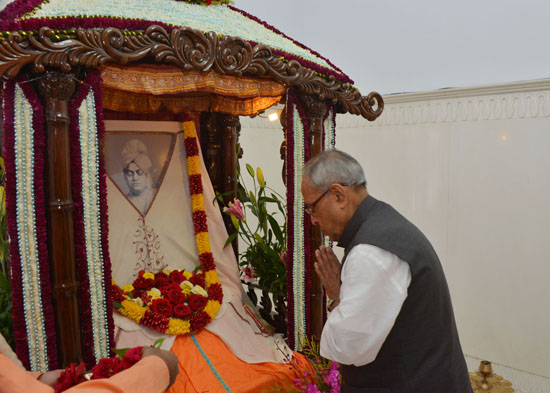 The President of India, Shri Pranab Mukherjee during Inauguration of 150th Anniversary Celebrations of Swami Vivekananda at Ancestral House of Swami Vivekananda in Kolkata on January 18, 2013.