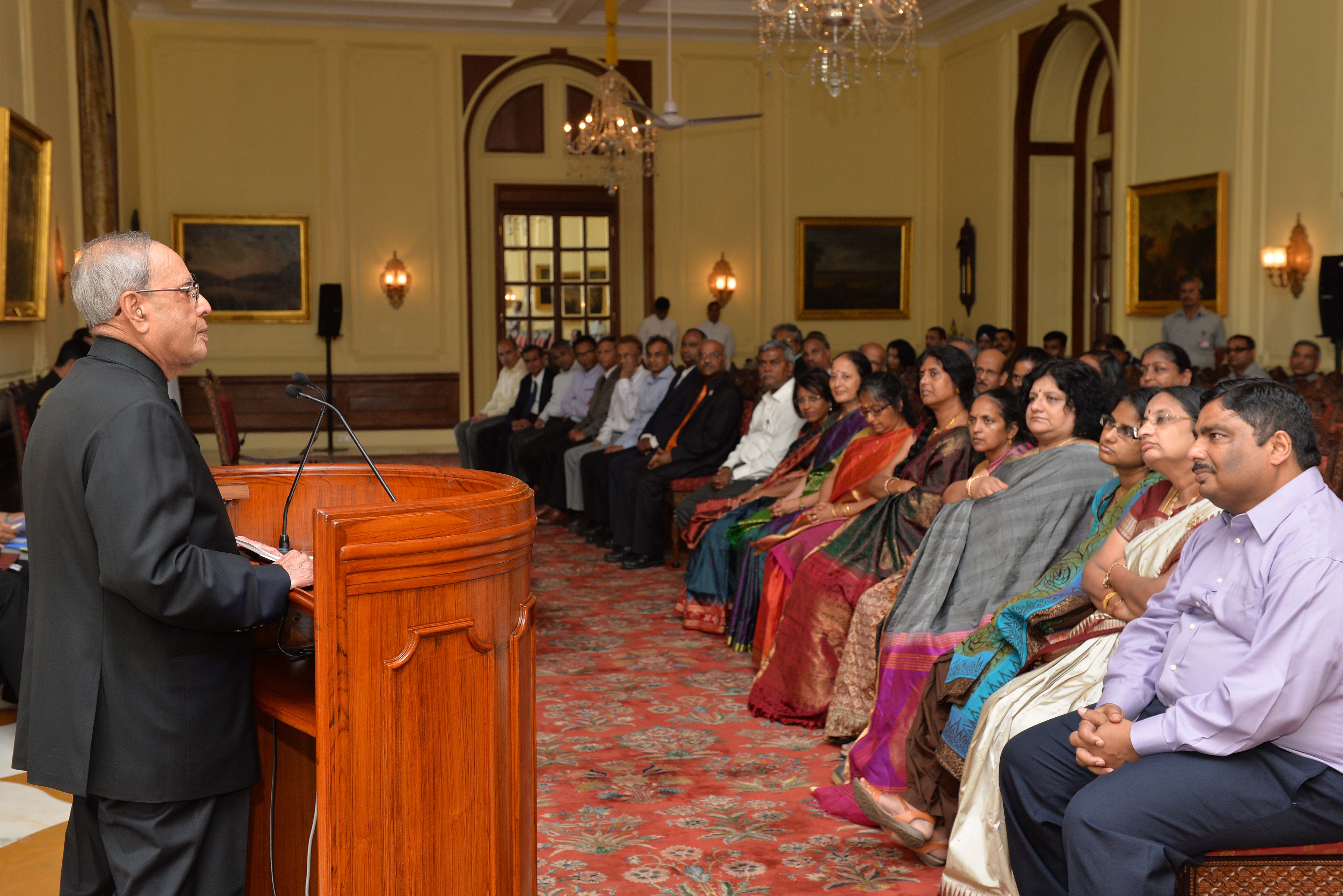 The President of India, Shri Pranab Mukherjee interacting with Alumni of Indian Statistical Institute, Kolkata at Rashtrapati Bhavan on July 23, 2015.