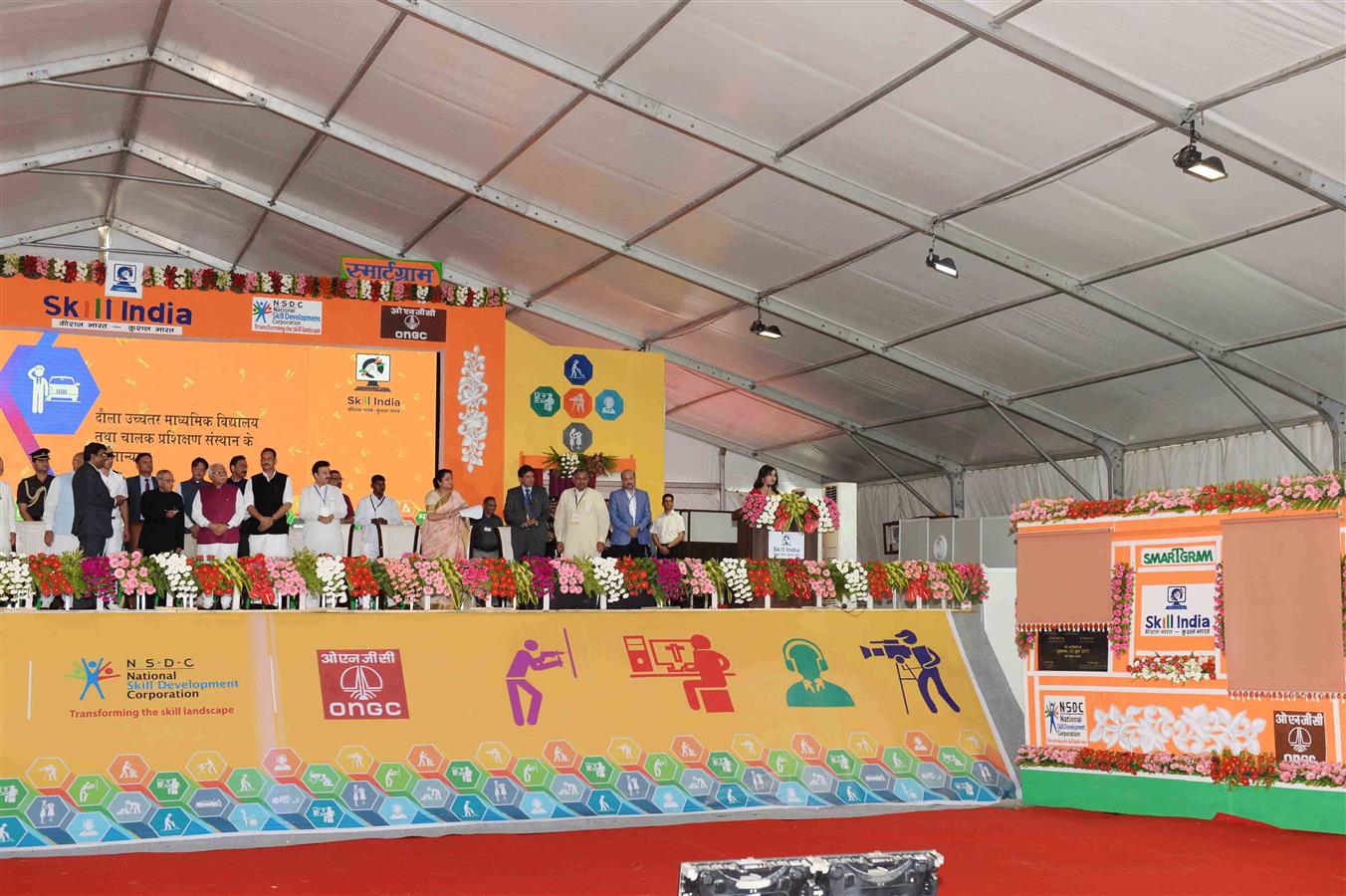 The President of India, Shri Pranab Mukherjee laying the Foundation Stone of a Driver’s Training Institute and a Secondary School under the Smart-Gram Initiative at village Dhaula in Gurugram, Haryana on June 2, 2017.