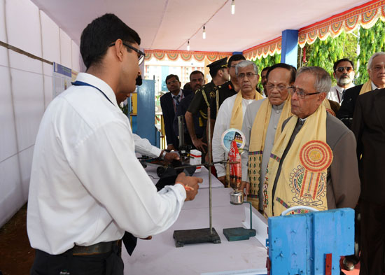 The President of India, Shri Pranab Mukherjee visiting Innovators Exhibition at the 5th convocation of National Institute of Technology at Agartala in Tripura on June 21, 2013.