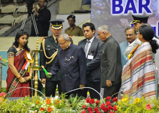 The President of India, Shri Pranab Mukherjee, during Concluding Ceremony of Sesquicentennial Celebration of The Calcutta High Court at Kolkata on January 20, 2013.