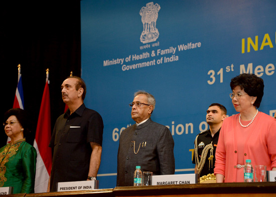 The President of India, Shri Pranab Mukherjee at the Joint Inaugural Session of the 31st Meeting of Ministers of Health and 66th Session of the World Health Organization(WHO) Regional Committee for South-East Asia at Rashtrapati Bhavan Auditorium in New D