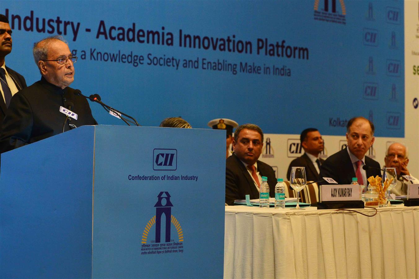 The President of India, Shri Pranab Mukherjee addressing at the inauguration of a CII-IIEST Conference on the theme of “Enabling Make in India through Industry Academia Innovation Platform” at Kolkata in West Bengal on August 22, 2016. 