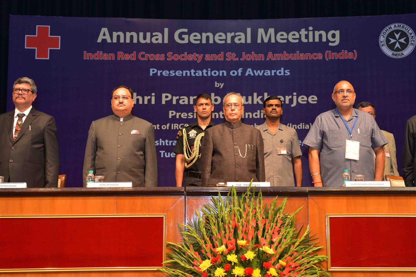 The President of India, Shri Pranab Mukherjee presiding over the Ceremonial Session of the Annual General Meeting of Indian Red Cross Society & St. John Ambulance (India) at Rashtrapati Bhavan on August 30, 2016. 