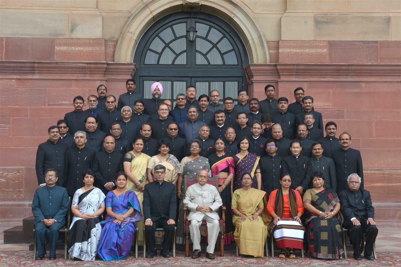 The President of India, Shri Pranab Mukherjee with the officer trainees attending the 118th induction training programme for State Civil Service Officers promoted to the IAS at Lal Bahadur Shastri National Academy of Administration, Mussoorie at Rashtrapa 