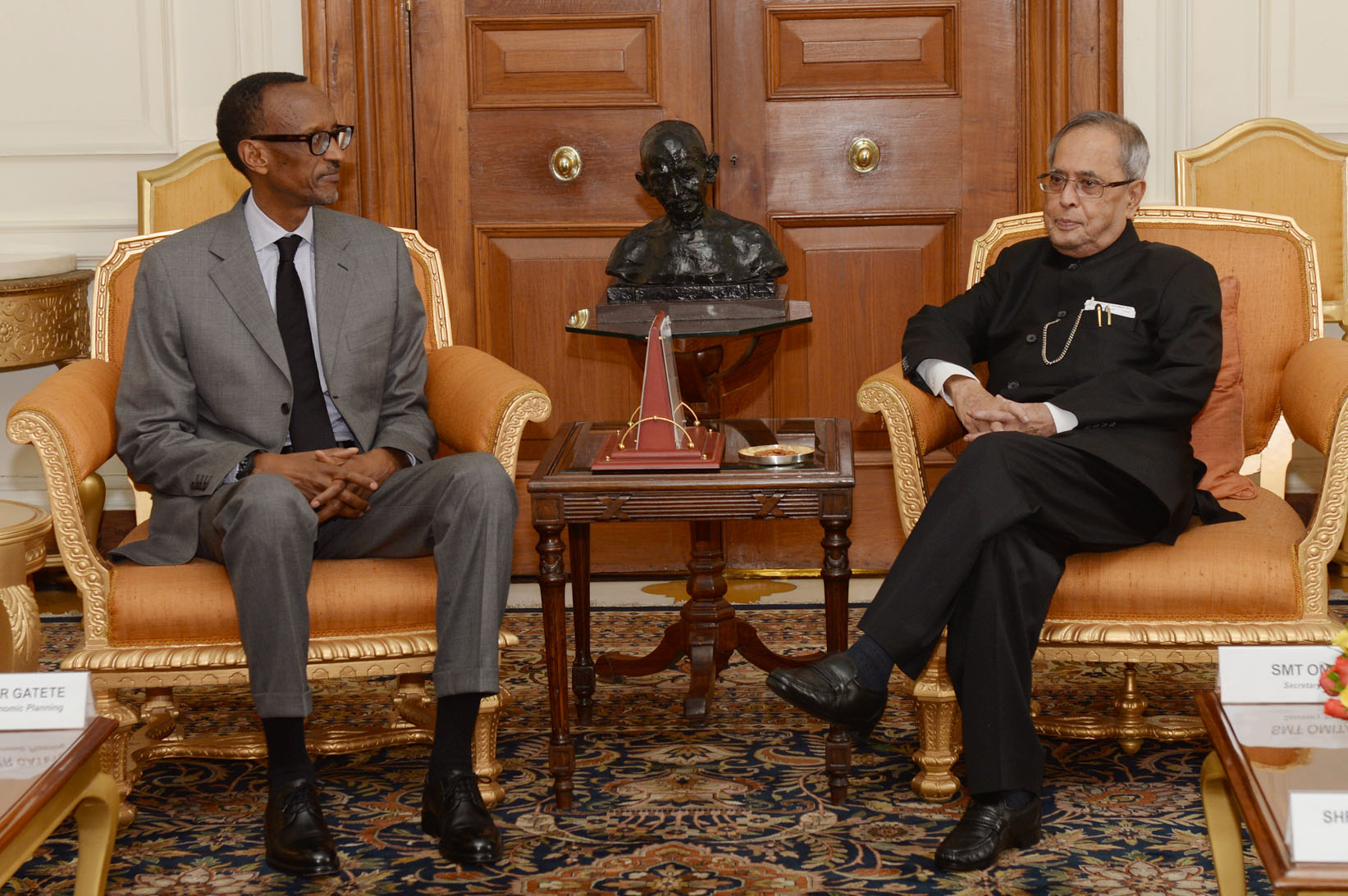 The President of the Republic of Rwanda, H.E. Mr. Paul Kagame calling on the President of India, Shri Pranab Mukherjee at Rashtrapati Bhavan on November 5, 2014. 