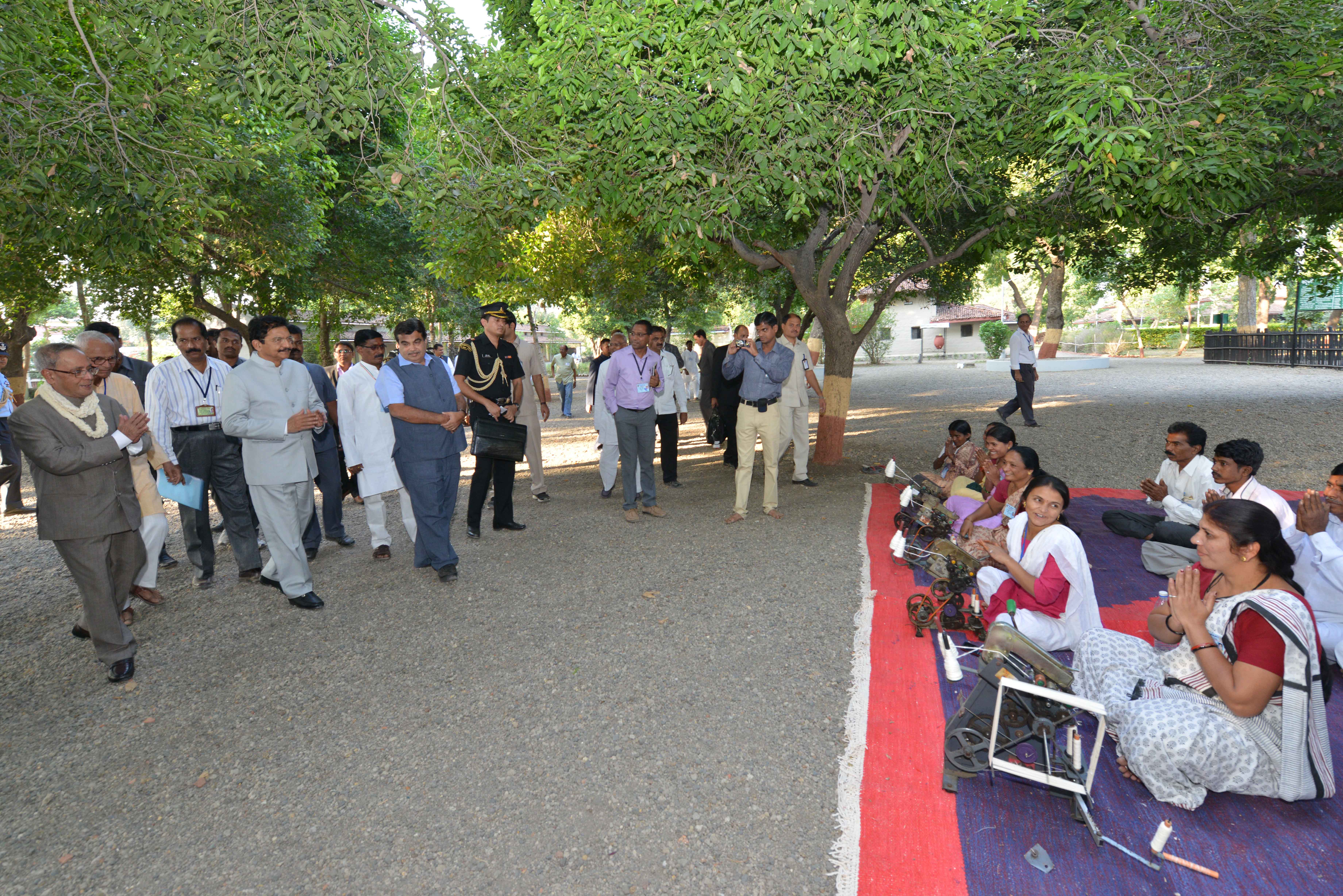 The President of India, Shri Pranab Mukherjee visiting the Sewagram Ashram at Wardha in Maharashtra on November 26, 2014. 