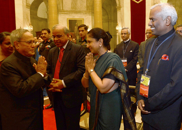 The President of India, Shri Pranab Mukherjee meeting the delegates of Fifth Annual Heads of Mission Conference at Durbar Hall of Rashtrapati Bhavan in New Delhi on November 6, 2013.