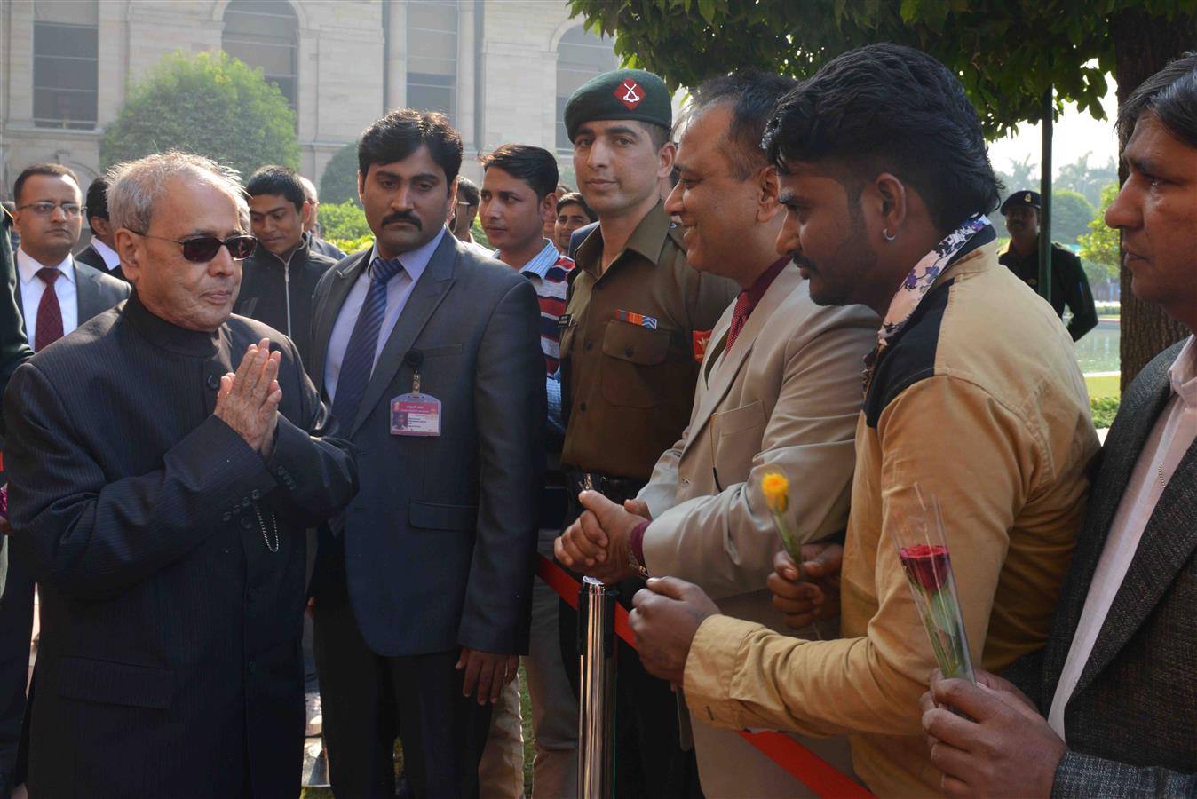 The President of India, Shri Pranab Mukherjee meeting with the People of all walks of life on the occasion of New Year at Rashtrapati Bhavan on January 1, 2016. 