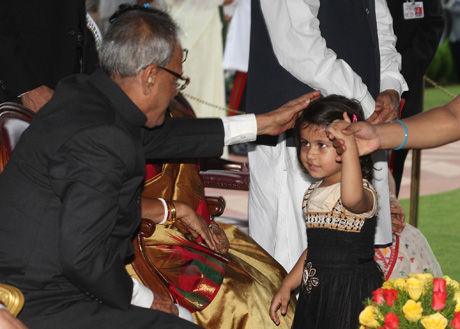 The President of India, Shri Pranab Mukherjee greeting the visitors during the 'At Home' Reception hosted by him at Rashtrapati Bhavan on the occasion of the 66th Independence Day on August 15, 2012.