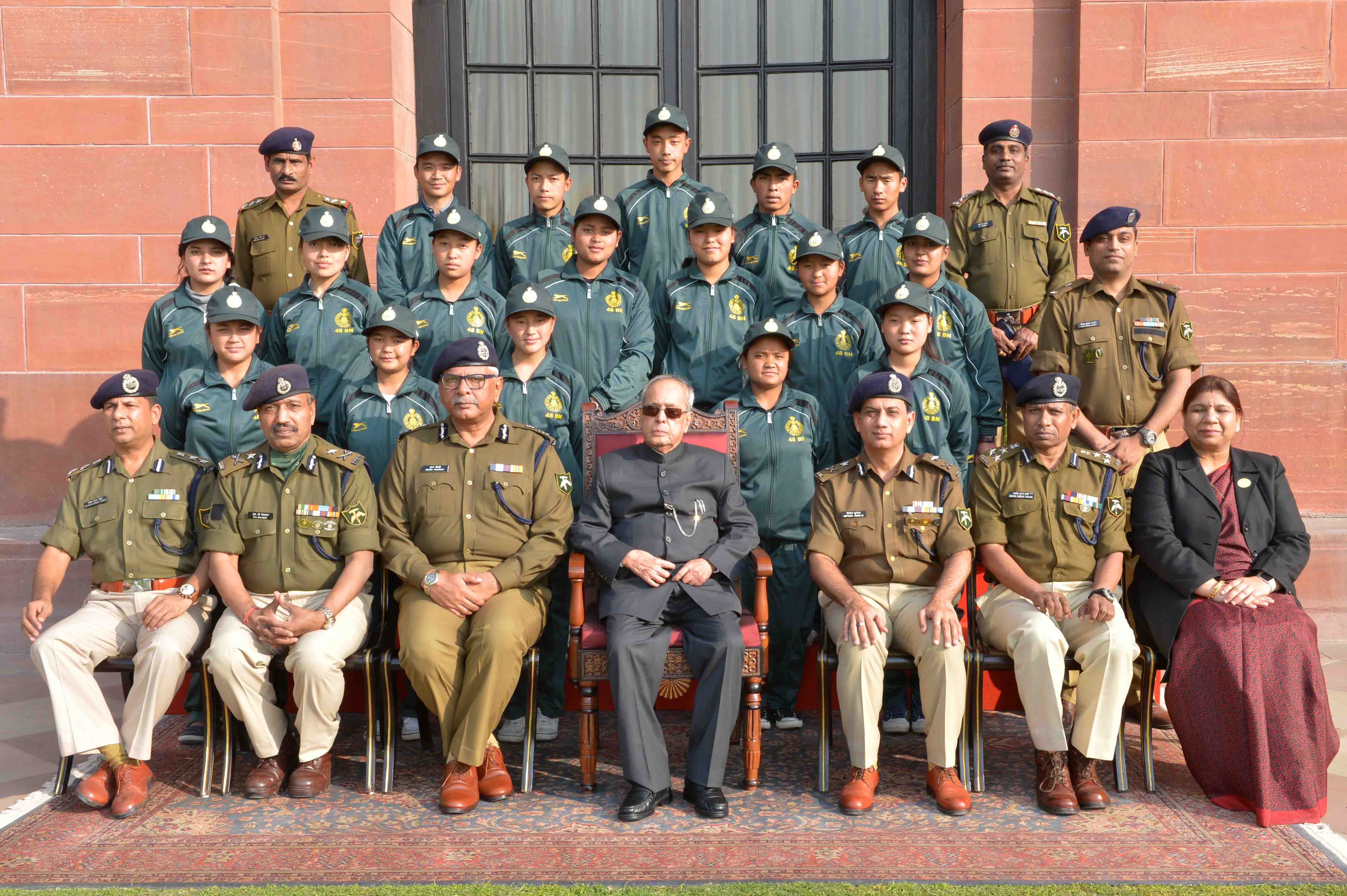 The President of India, Shri Pranab Mukherjee with Students from Sikkim attending an Excursion Tour conducted by Indo-Tibetan Border Police Force (ITBP) under the Civic Action Programme at Rashtrapati Bhavan on December 16, 2016. 