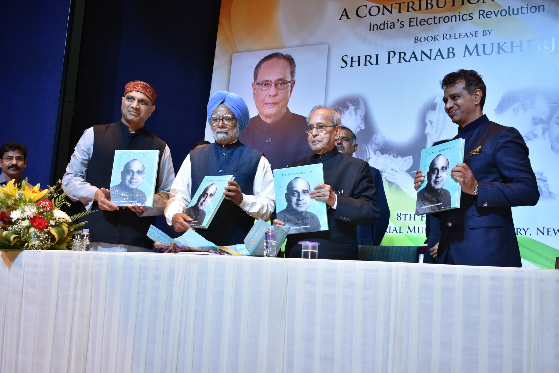 The Former President of India, Shri Pranab Mukherjee at the launch of ‘CONTRIUTION IN TIME - INDIA’S ELECTRONIC REVOLUTION’ by Dr MM Pallam Raju & Shri Anand Mallipundi in New Delhi on February 08, 2018.