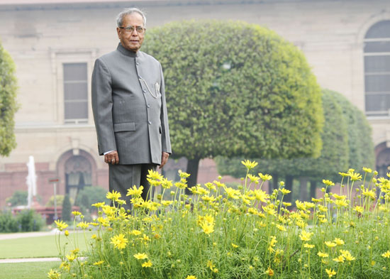 The President of India, Shri Pranab Mukherjee in the Mughal Gardens of Rashtrapati Bhavan on February 15, 2013. The President was in the Gardens before they open for public viewing from February 15 to March 17.