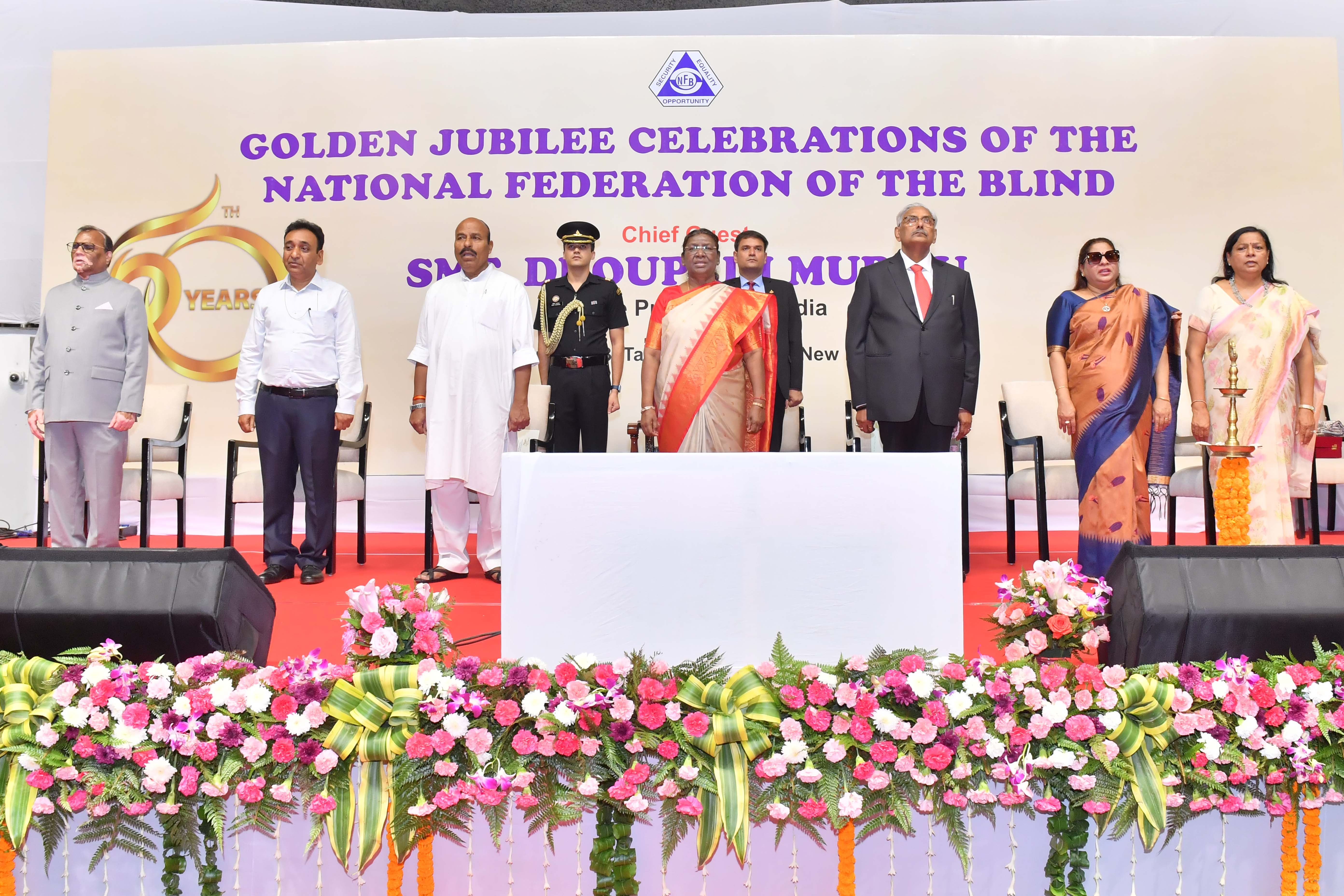The President of India, Smt Droupadi Murmu graced and addressed the golden jubilee celebration of the National Federation of the Blind on August 3, 2023 in New Delhi. 