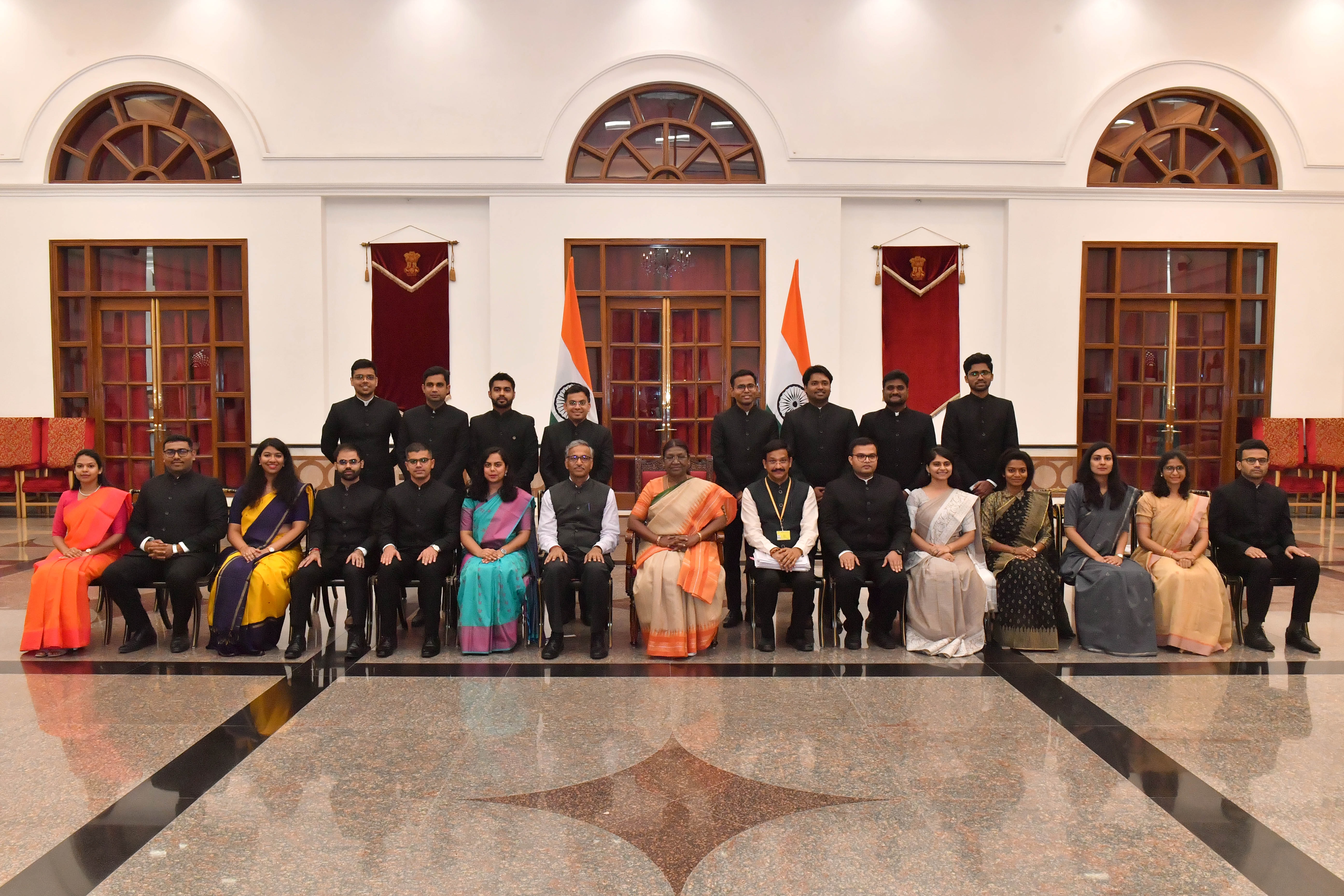 The probationers of Indian Corporate Law Service (2021 and 2022 Batch) called on the President of India, Smt Droupadi Murmu at Rashtrapati Bhavan on September 4, 2023.