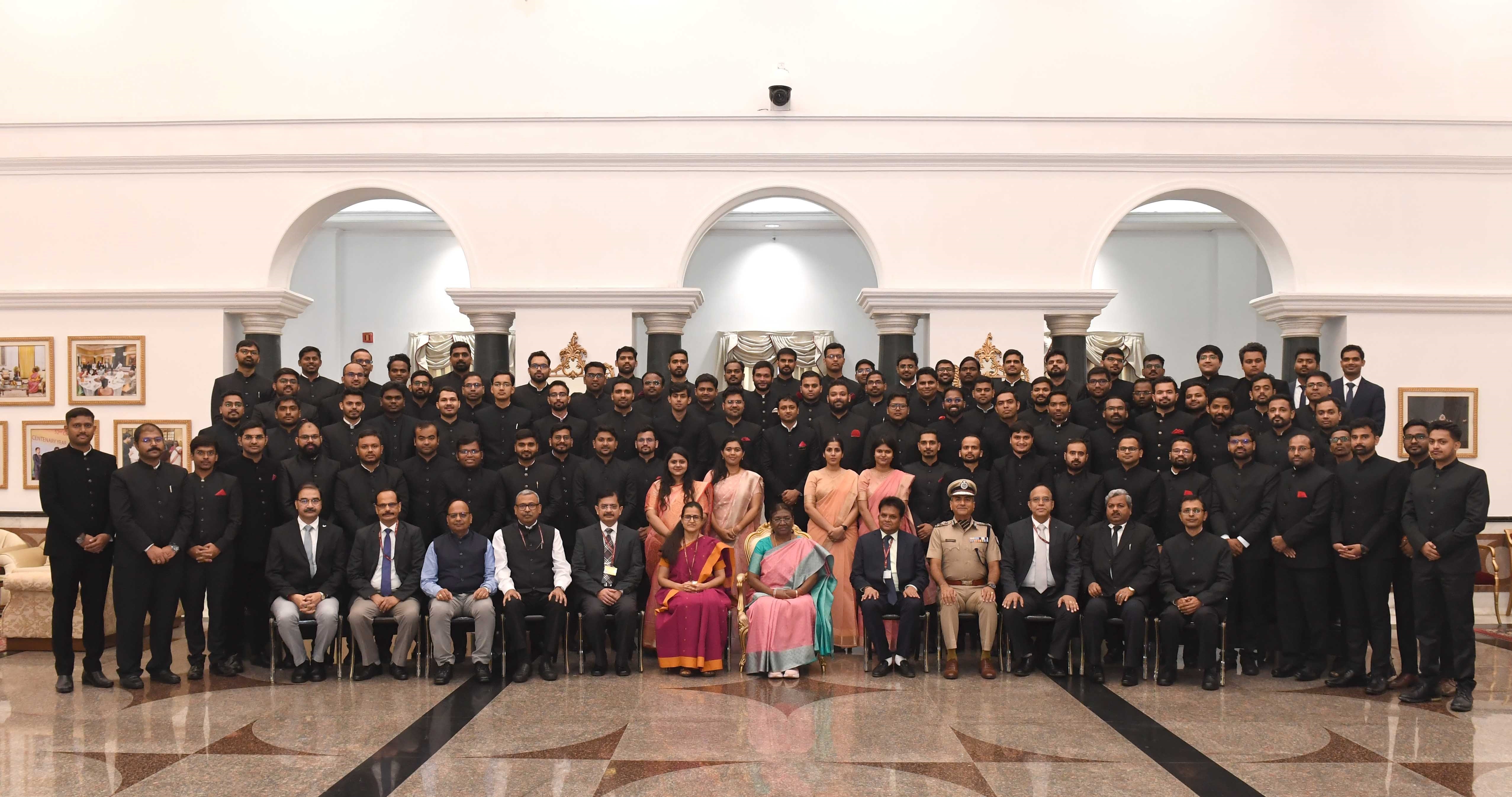 A group of 255 probationers of Indian Railways (2018 batch) calling on the President of India, Smt Droupadi Murmu at Rashtrapati Bhavan Cultural Centre on September 14, 2023.
