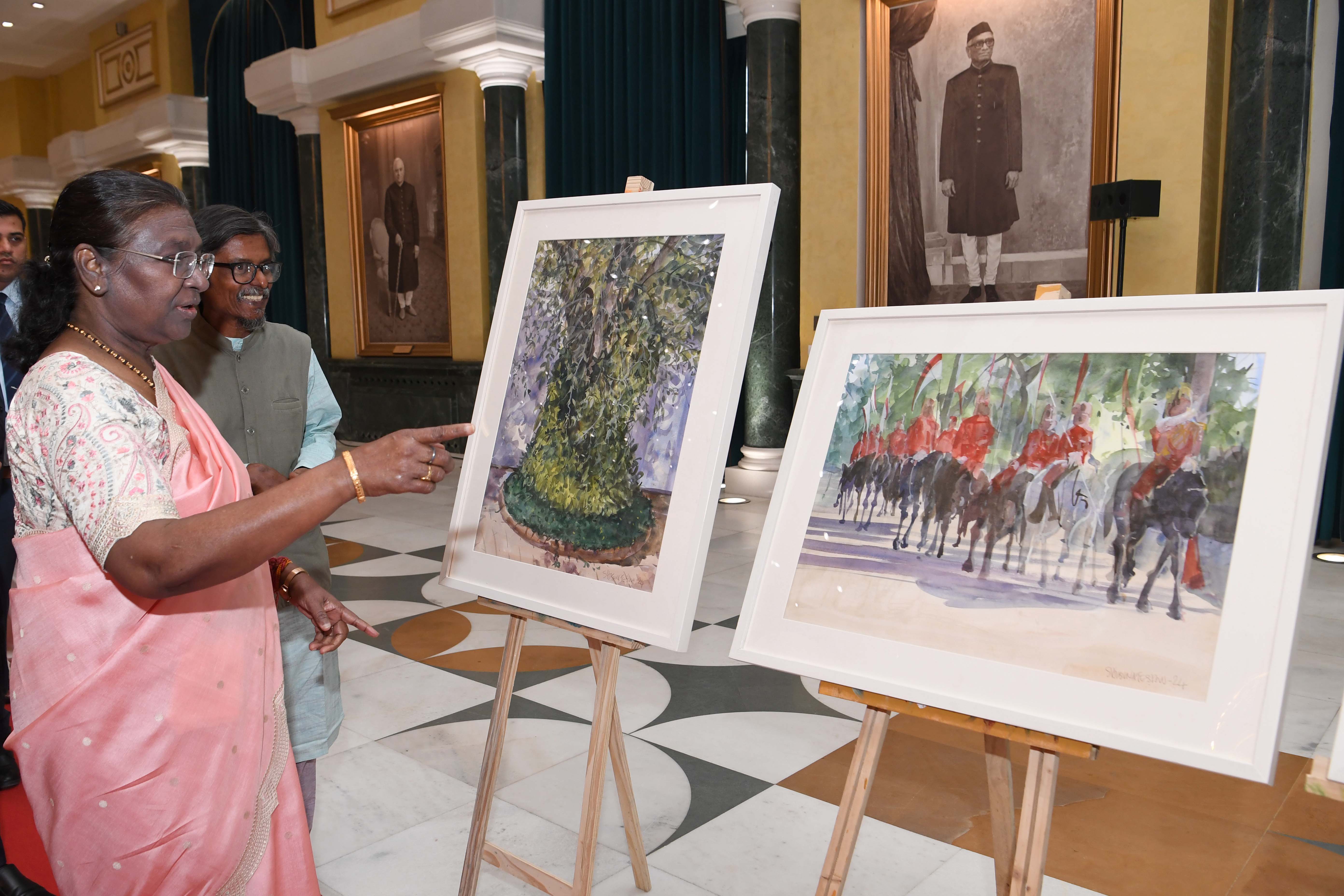 The President of India, Smt Droupadi Murmu witnessed an Art Exhibition at Rashtrapati Bhavan Cultural Centre on February 27, 2024.