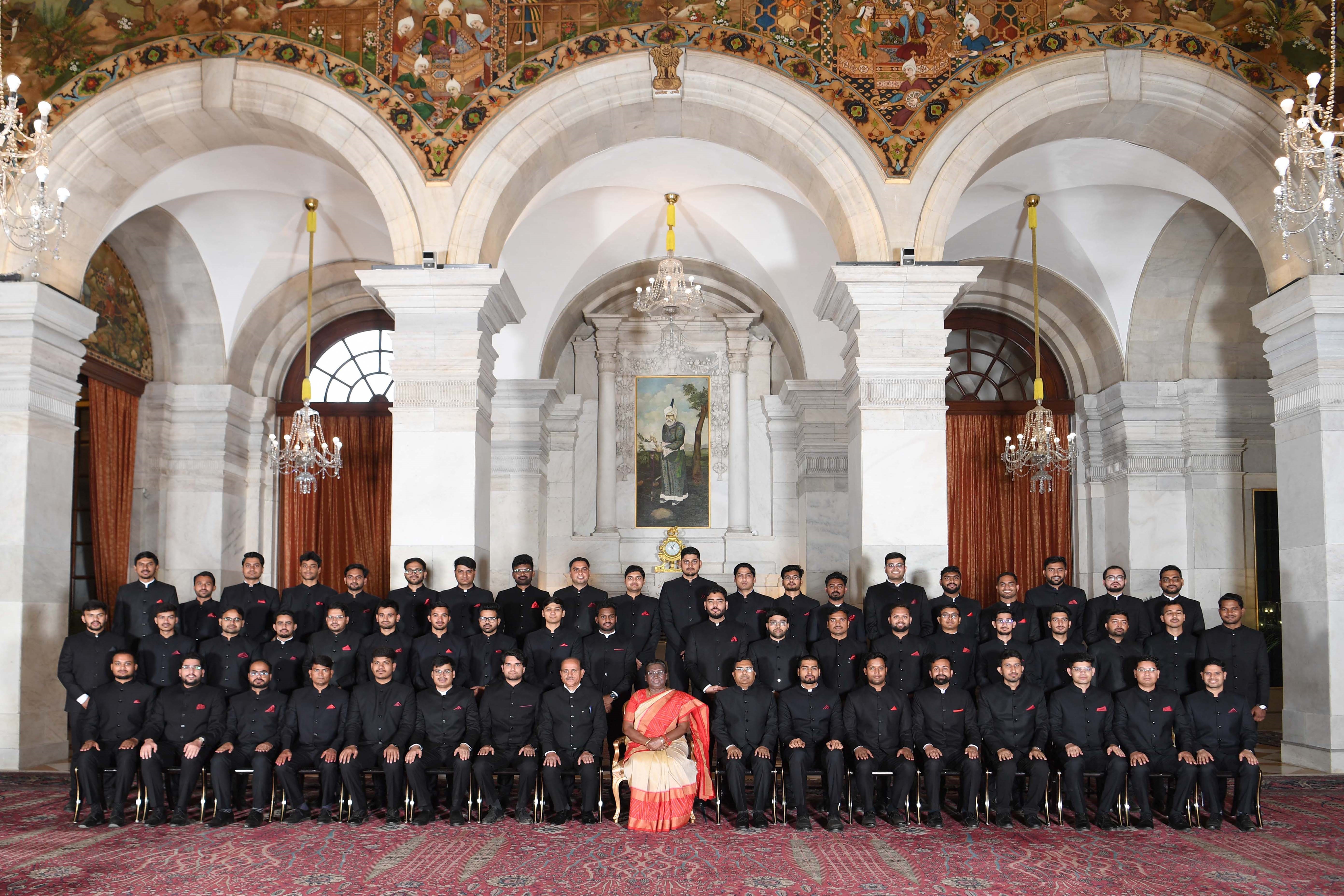 A group of Assistant Executive Engineers of CPWD (2022 and 2023 batches) called on the President of India, Smt Droupadi Murmu at Rashtrapati Bhavan on March 28, 2024.