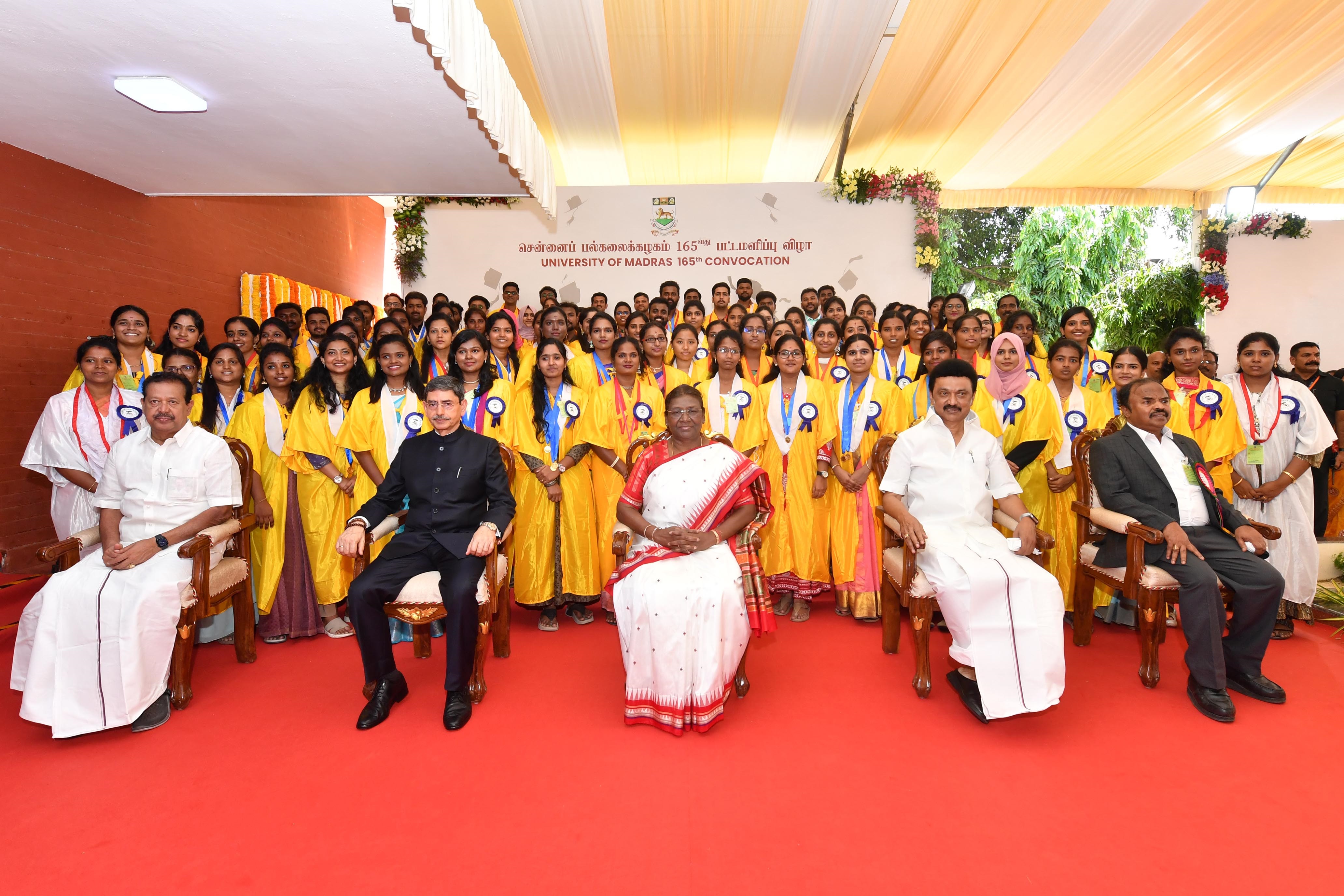 The President of India, Smt Droupadi Murmu graced and addressed the 165th convocation of University of Madras in Chennai on August 6, 2023.