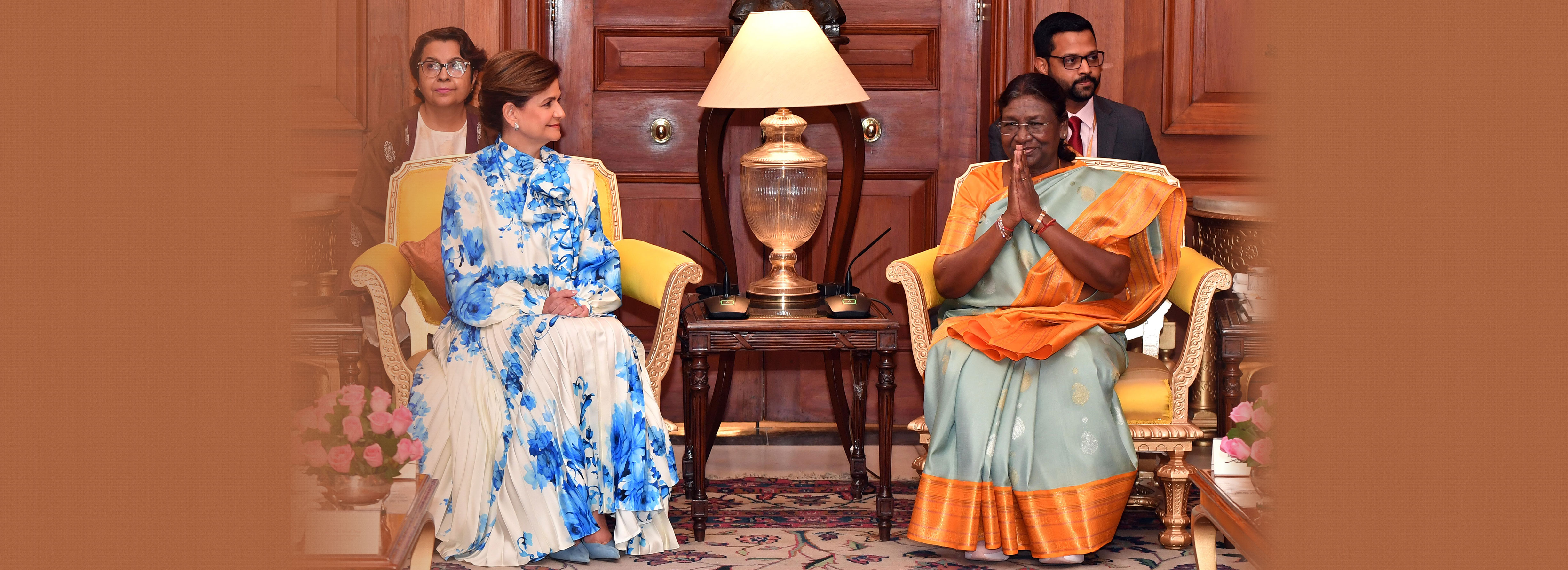 The Vice President of Dominican Republic, H.E. Ms Raquel Peña Rodríguez called on the President of India, Smt Droupadi Murmu at Rashtrapati Bhavan on October 3, 2023.